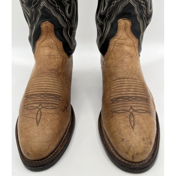 Lucchese 2000 Men’s Size 8D Black Tan Ostrich Leather Western Cowboy Boots - Picture 4 of 14